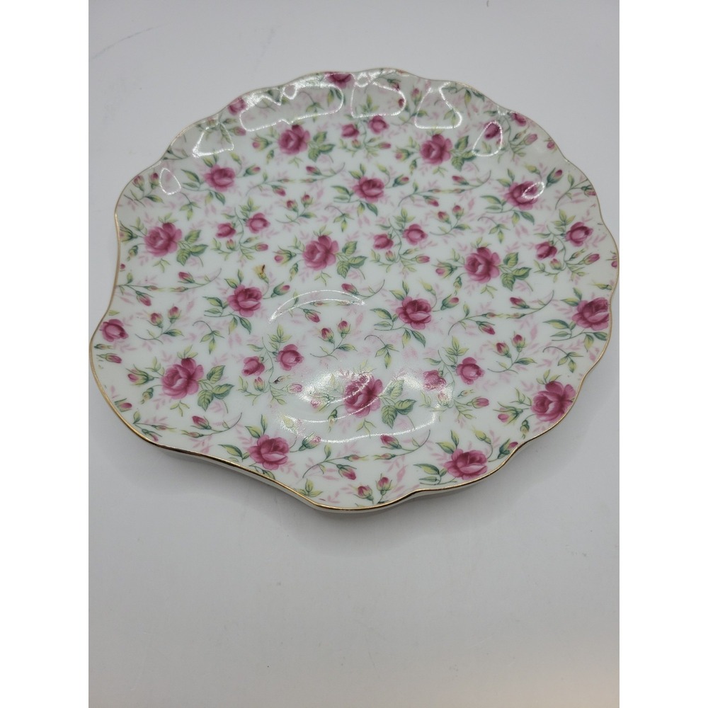 Vintage Lefton China Rose Chintz‎ Snack Plates - Set of 4 - Excellent Condition